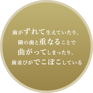 歯がずれて生えていたり、隣の歯と重なることで曲がってしまったり、歯並びがでこぼこしている